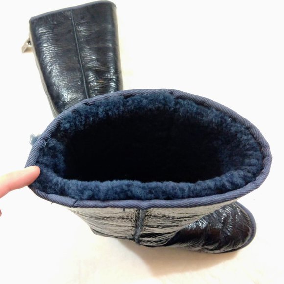 Australia Luxe Collective Sheepskin tall boots crinkle leather - Picture 4 of 13